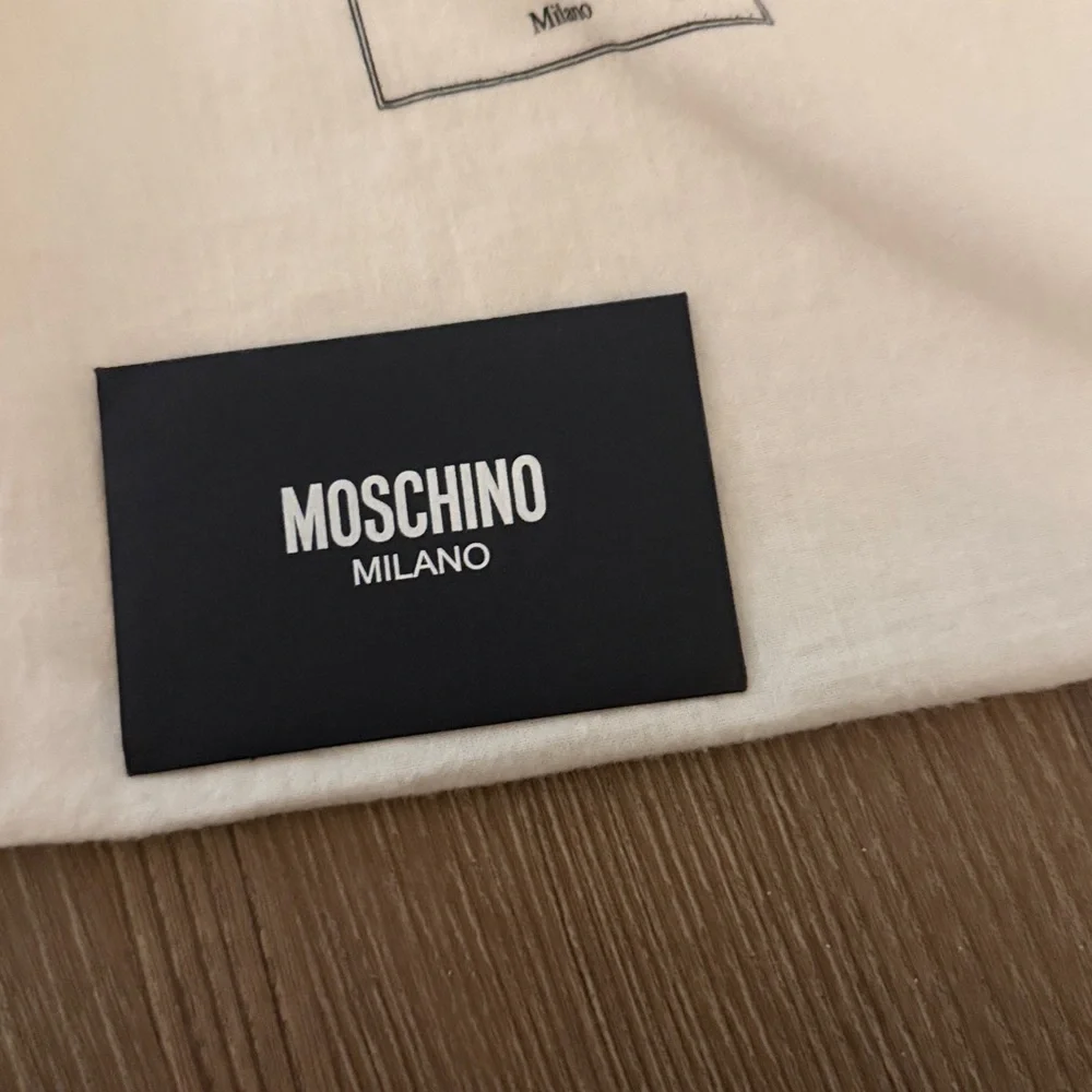Moschino black leather biker bag clutch with silver hardware